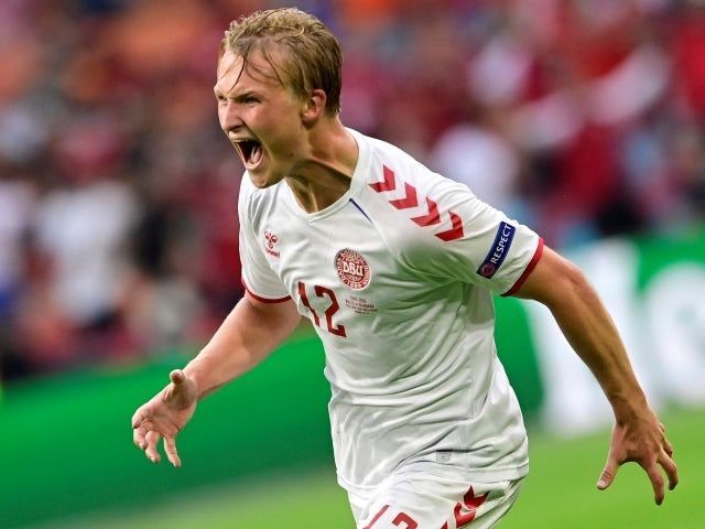 Dolberg scored his third goal for Denmark, the joint-most in the country&#039;s history
