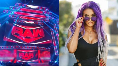 WWE RAW set (left); Eva Marie (right)