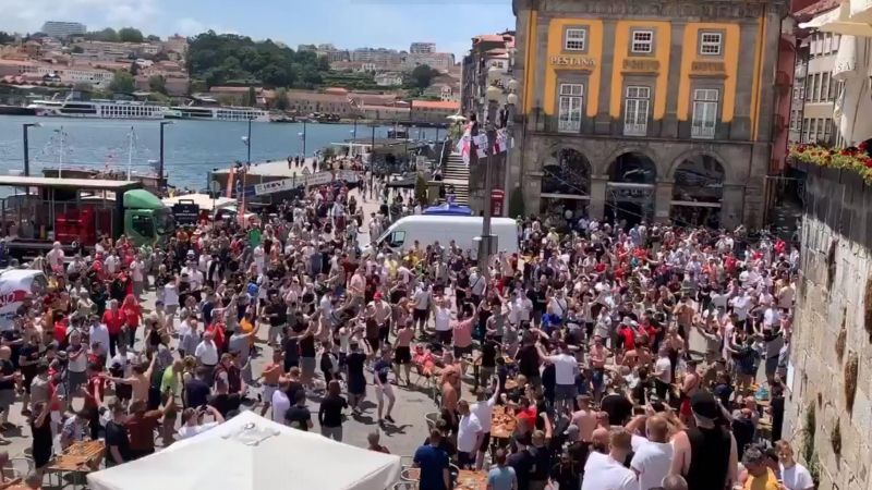 England fans clashed with the police in Portugal ahead of England&#039;s Nations league semi-final against the Netherlands in 2019