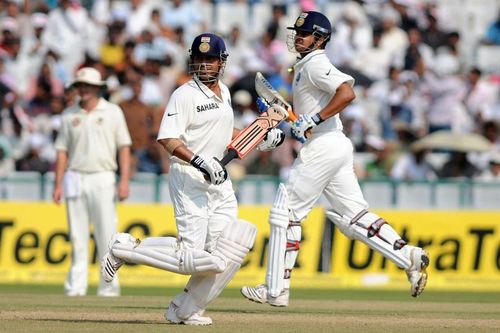 Sachin Tendulkar and Suresh Raina. Pic: Getty Images