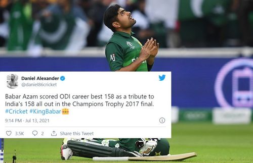 Twitter reactions to Babar Azam's ton