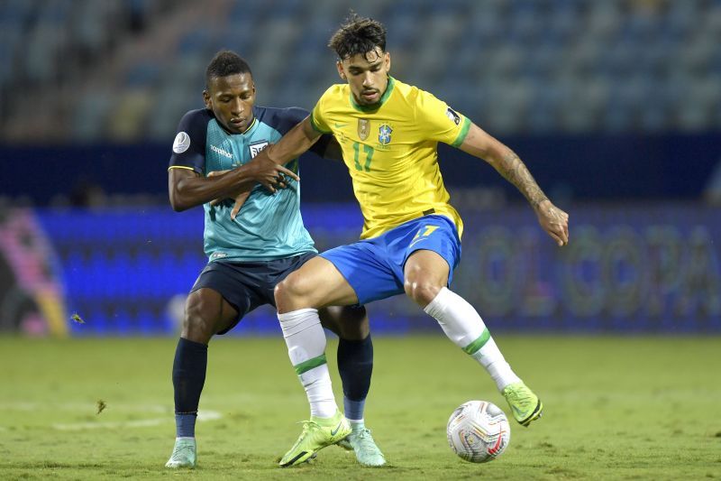 Lucas Paqueta in action for Brazil