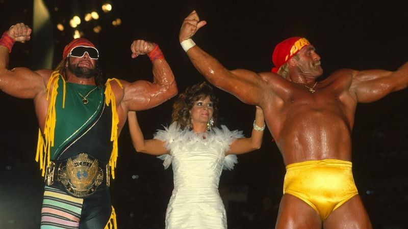 Randy Savage, Miss Elizabeth, and Hulk Hogan