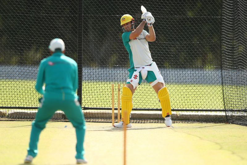 Australian cricketers training ahead of their T20I series against the West Indies