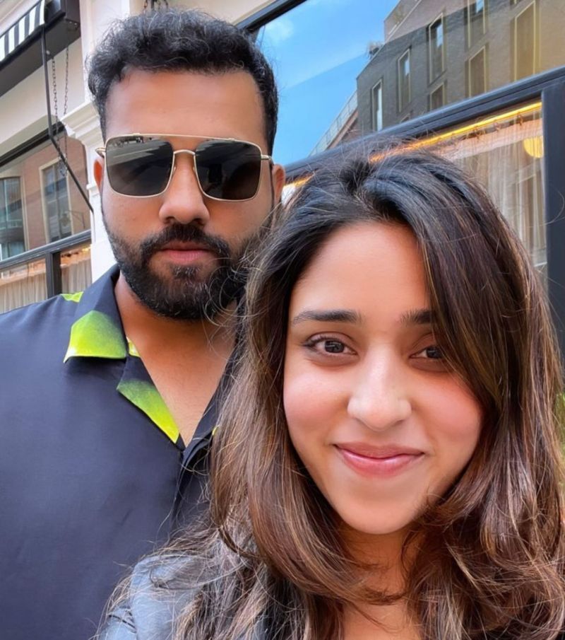 Rohit Sharma poses with his wife. Pic Credits: Ritssajdeh Instagram