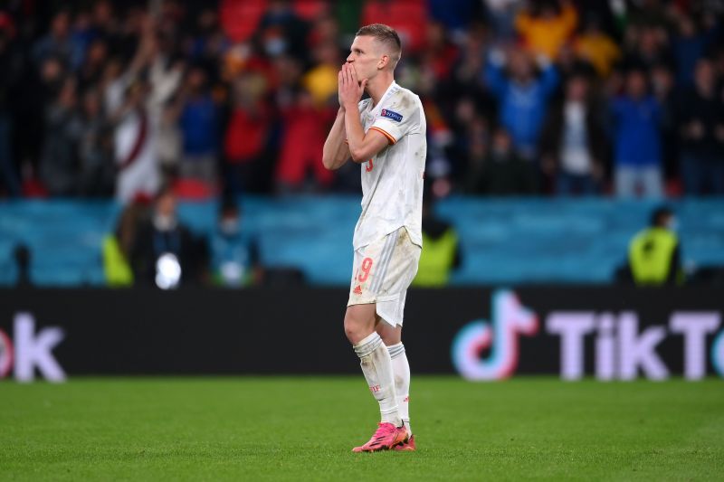 Dani Olmo in action for Spain during Euro 2020