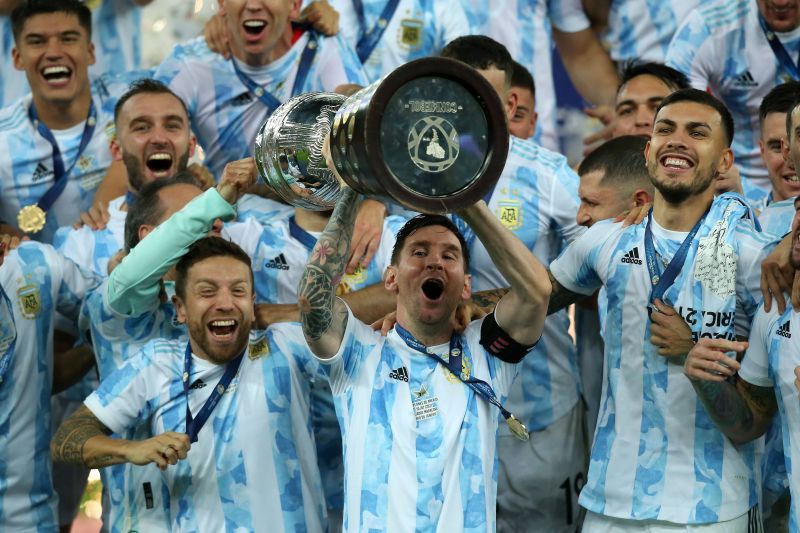 Lionel Messi lifts his first international trophy with Argentina