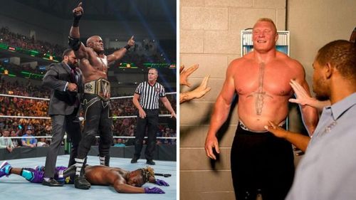 Bobby Lashley (left); Brock Lesnar (right)