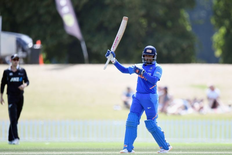 Prithvi Shaw opens the innings for Team India in the ICC Cricket World Cup Super League series against Sri Lanka