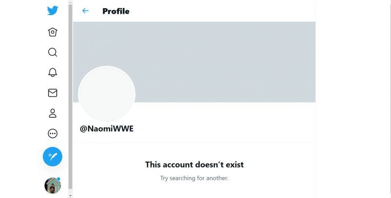 A screenshot of Naomi's deactivated Twitter handle.