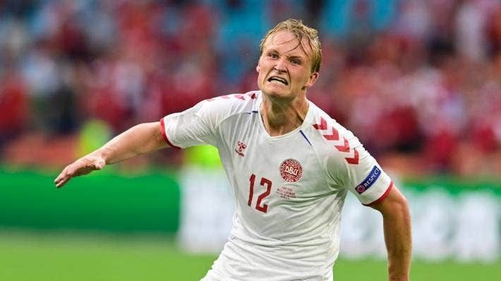 Kasper Dolberg of Ligue 1 side Nice has scored three goals at Euro 2020.