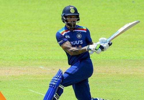 Shikhar Dhawan during a practice game at SSC. Pic: SLC/ Twitter