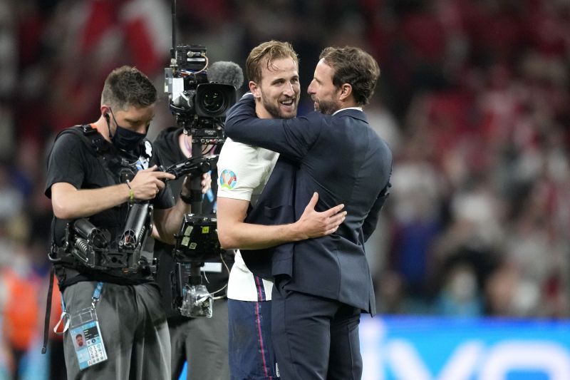 Harry Kame (centre) and Gareth Southgate.