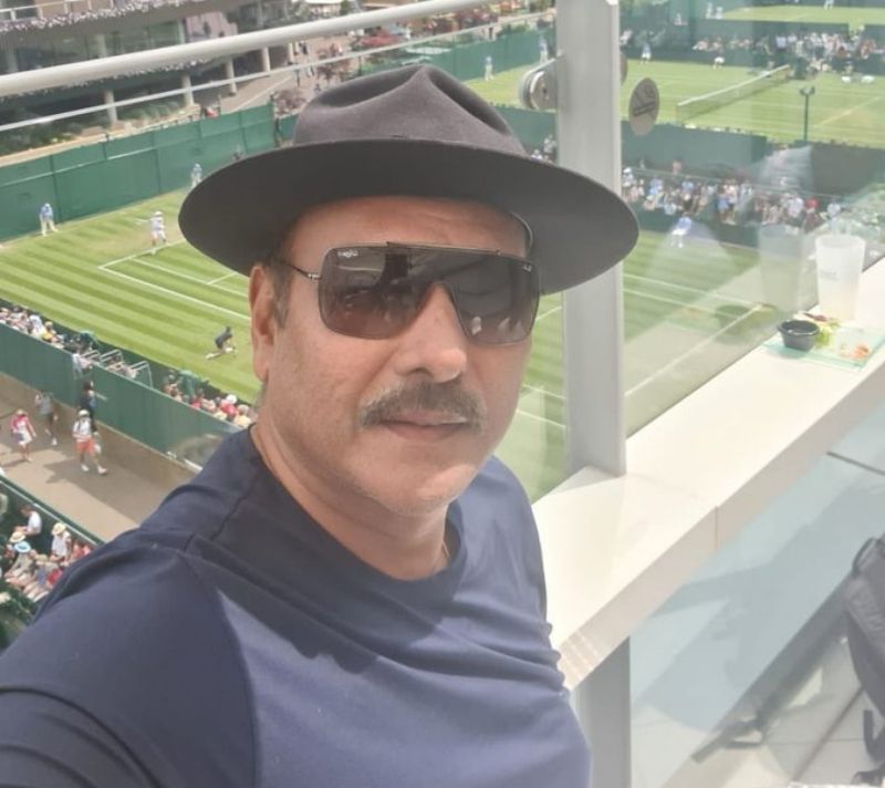 Ravi Shastri at Wimbledon. Pic: Ravi Shastri/ Twitter