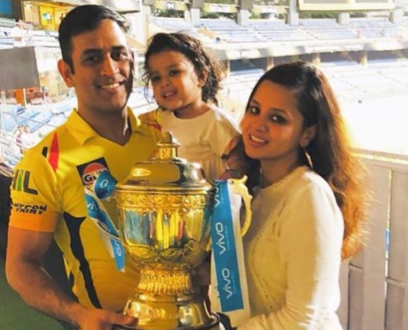 MS Dhoni wth family after winning IPL 2018. Pic: MS Dhoni/ Instagram