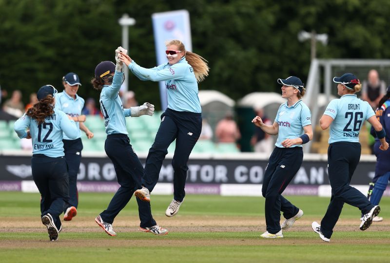 Sophie Ecclestone celebrates a wicket. Pic: Getty Images