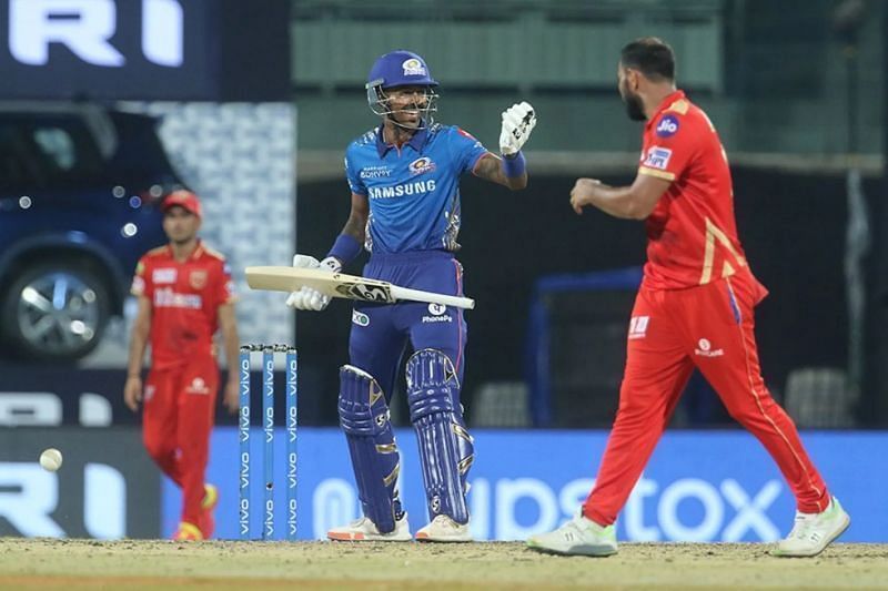 Hardik Pandya struggled for fluency in the first half of IPL 2021. Pic: IPLT20.COM