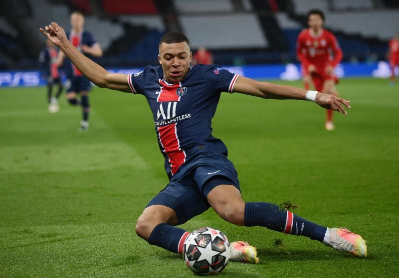 Kylian Mbappe in action for Paris Saint-Germain in the 2020-21 UEFA Champions League