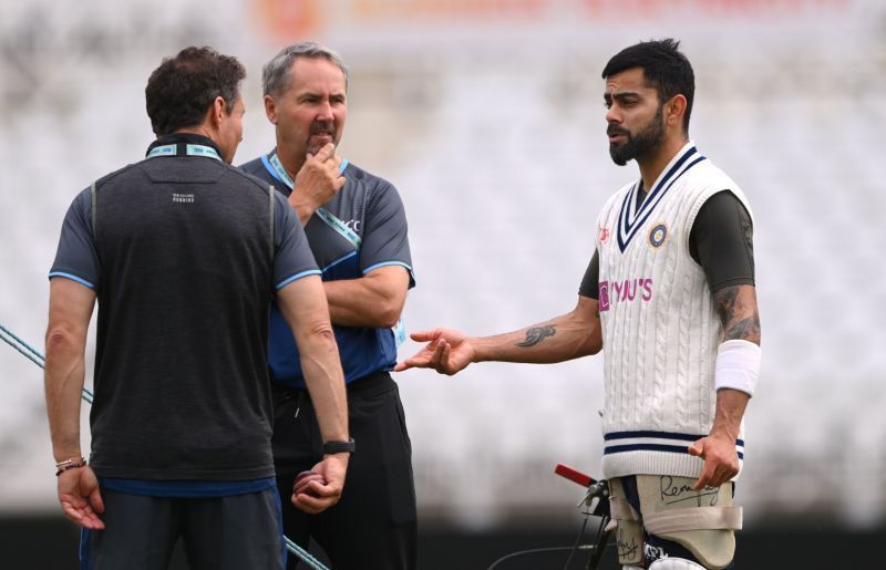 Virat Kohli (extreme right) has batting average of 52 in Tests at Trent Bridge