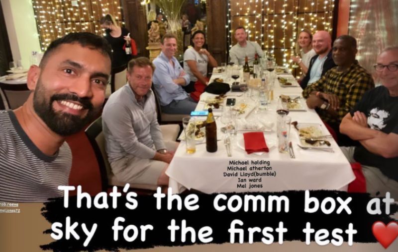 Dinesh Karthik with the commentary panel for the India-England Test series. Pic: Dinesh Karthik/ Instagram