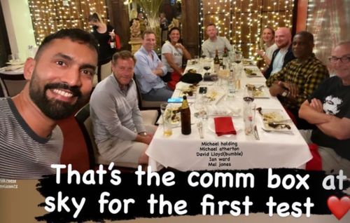 Dinesh Karthik with the commentary panel for the India-England Test series. Pic: Dinesh Karthik/ Instagram