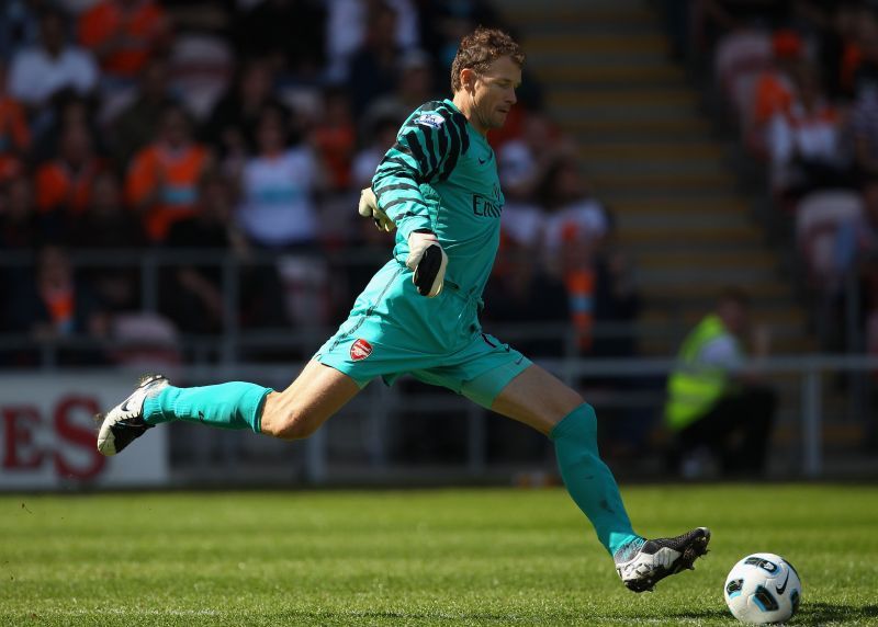 Lehmann in action for Arsenal against Blackpool