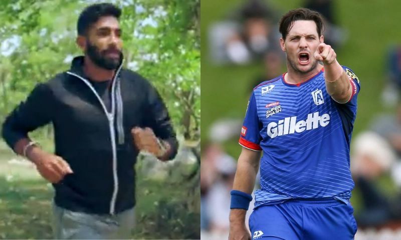 Mitchell McClenaghan makes a cheeky remark on Jasprit Bumrah.