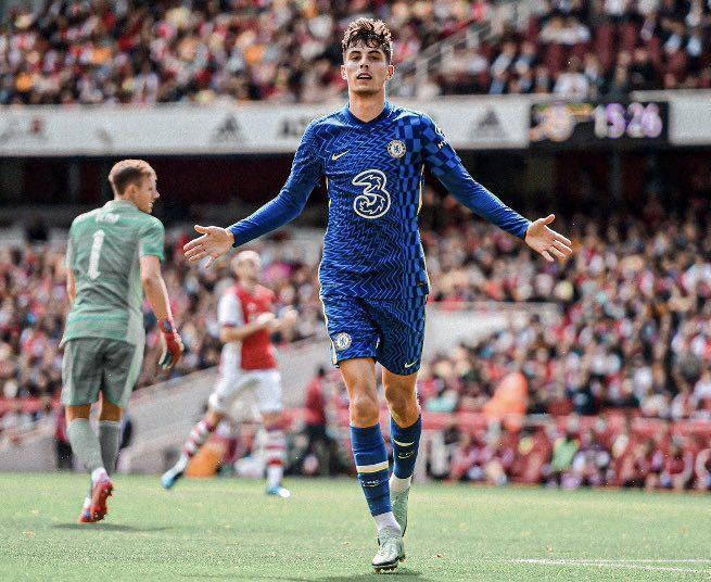 Kai Havertz celebrates his goal for Chelsea