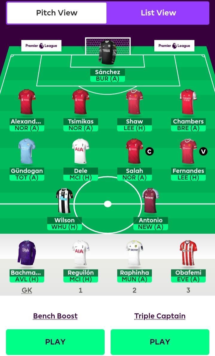 FPL Team Suggested for Gameweek 1.