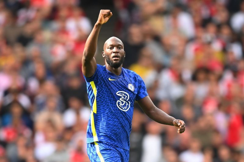 Romelu Lukaku of Chelsea celebrates after scoring Chelsea&#039;s first goal.