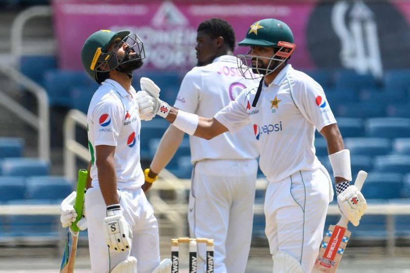 Fawad Alam (L) built a crucial partnership with Babar Azam on Day 1