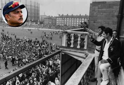 The iconic image of Indian team members waving to the crowd after the 1971 win at The Oval. Pic: Getty Images. (Inset) Ravi Shastri