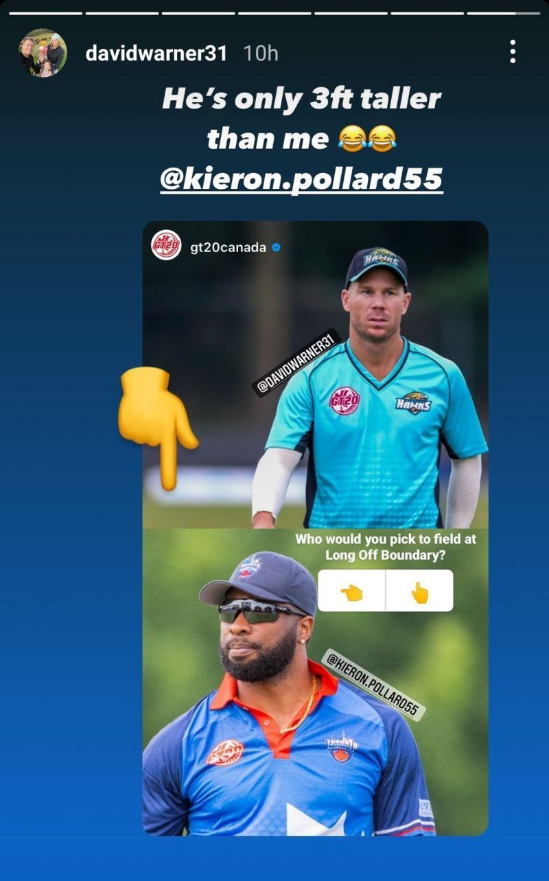 David Warner's Instagram story