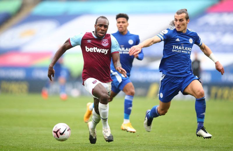 Michail Antonio will look to help West Ham beat Leicester in front of their home fans.