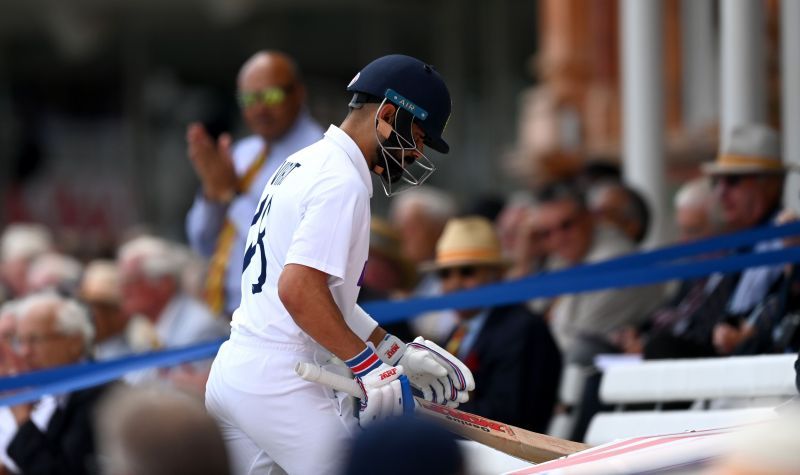 India captain Virat Kohli leaves the field after being dismissed by Sam Curran on Day 4 at Lord&#039;s. Pic: Getty Images