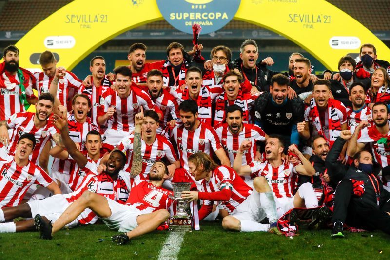 Athletic Club celebrate after securing the 2020-21 Supercopa de Espana