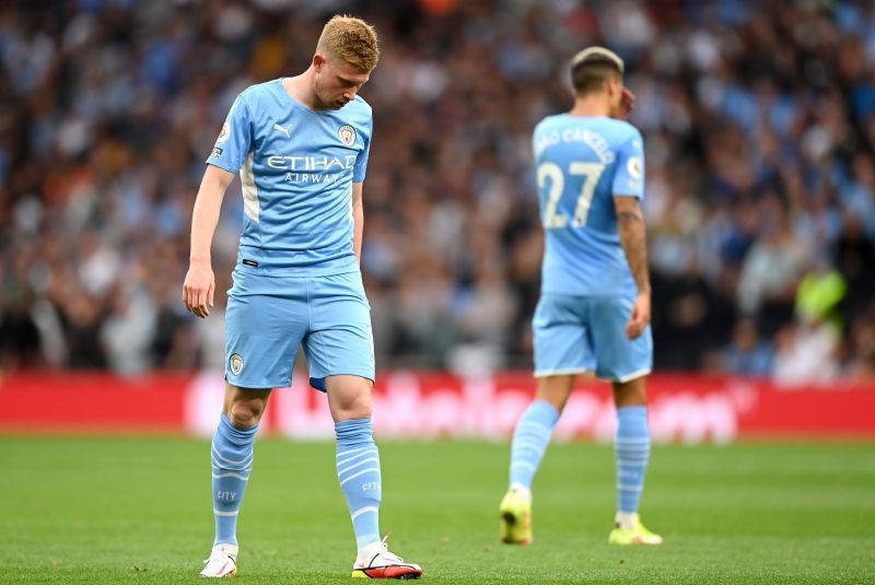 De Bruyne (L) was unable to influence proceedings after coming on late in the second half