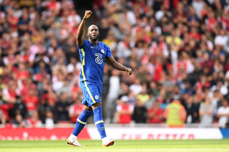 Romelu Lukaku celebrates his goal for Chelsea