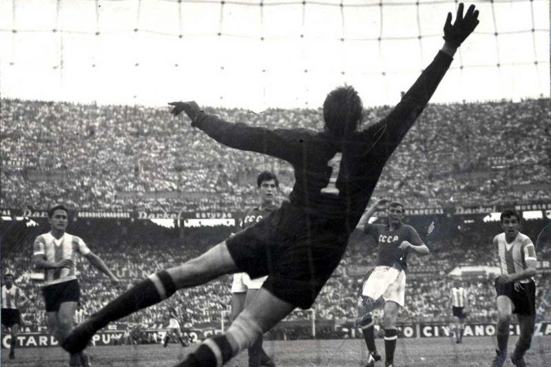 Lev Yashin Makes a Save for the Soviet Union