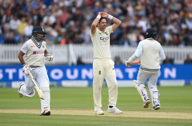 A frustrated James Anderson while the Shamrah partnership was in full flow.