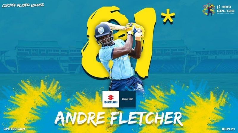 Andre Fletcher scored an attacking half-century in a losing cause (Pic: @CPL Twitter)