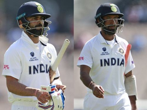 Virat Kohli (left) and Cheteshwar Pujara