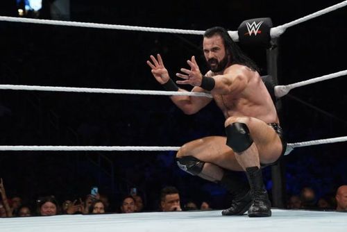 Drew McIntyre getting ready to deliver a Claymore