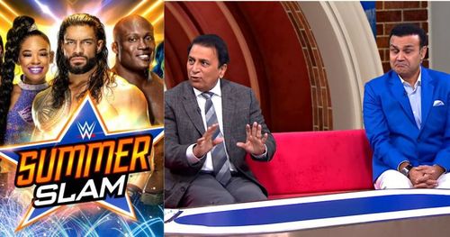 SummerSlam 2021 poster, Sunil Gavaskar and Virender Sehwag.