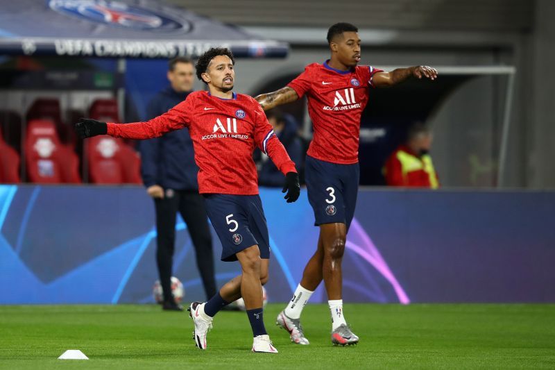 Marquinhos (left) and Kimpembe (right) train together