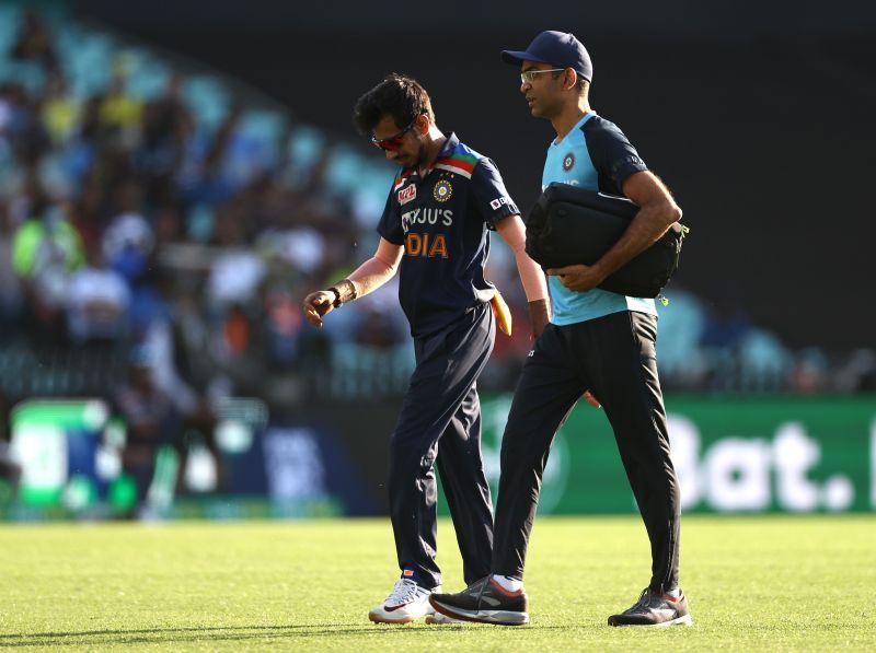 Chahal (L) tied Australia in knots in December 2020