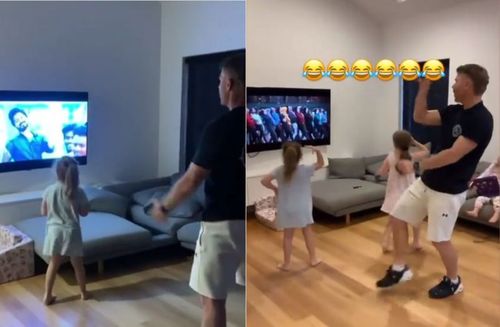 David Warner dancing with his kids