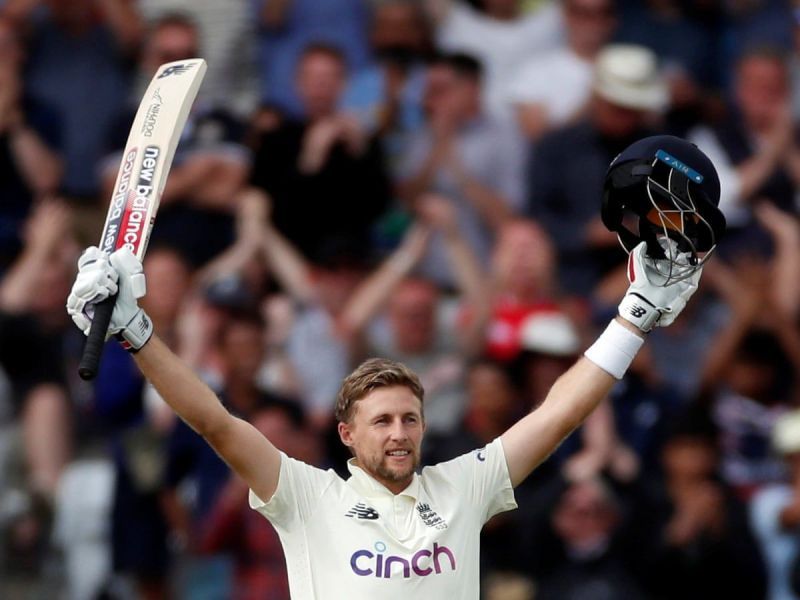 Joe Root celebrating after scoring a century on Day 2 of the third Test