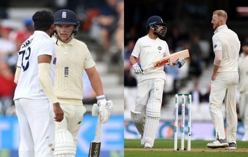 Fight Club: (Left) Mohammed Siraj and Sam Curran; (Right) Virat Kohli and Ben Stokes. Pic: Getty Images