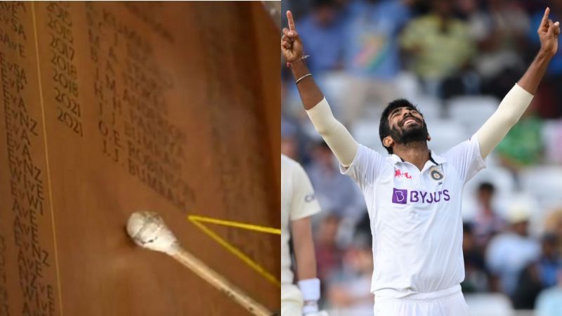 Jasprit Bumrah (L)&#039;s name in the honors board at Trent Bridge.